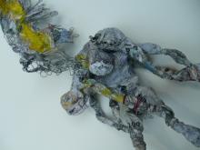 Man carrying Angel - wire-paper-glue- paint-string  2009